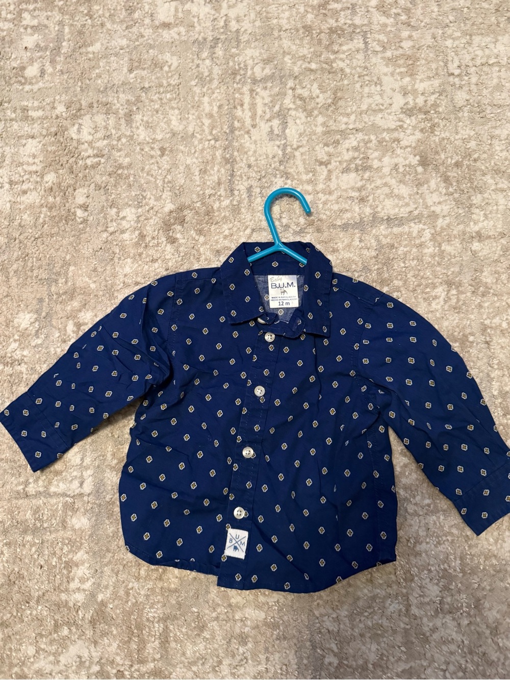 B.U.M. Kids Navy Printed Button-Down Shirt size 12M